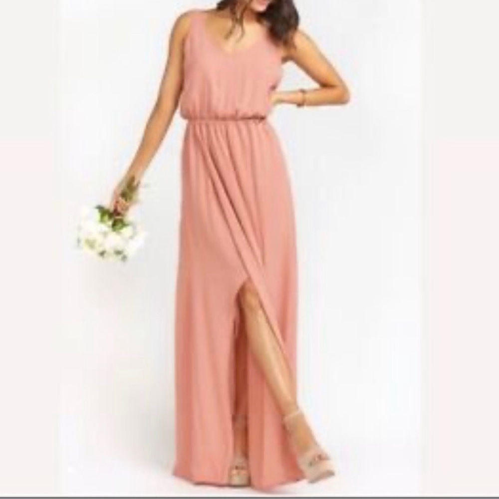 NWT Show Me Your MuMu Kendall Maxi Dress, Frosty Pink Crisp Large